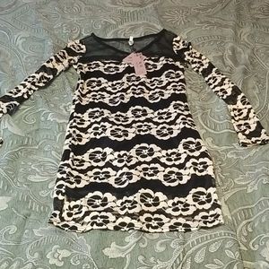 Black and White Mesh Detail Dress NWT